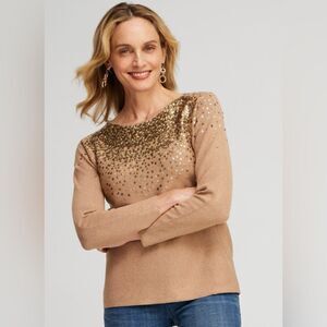 Chico’s Sz 4 Pullover Sweater Sequin
